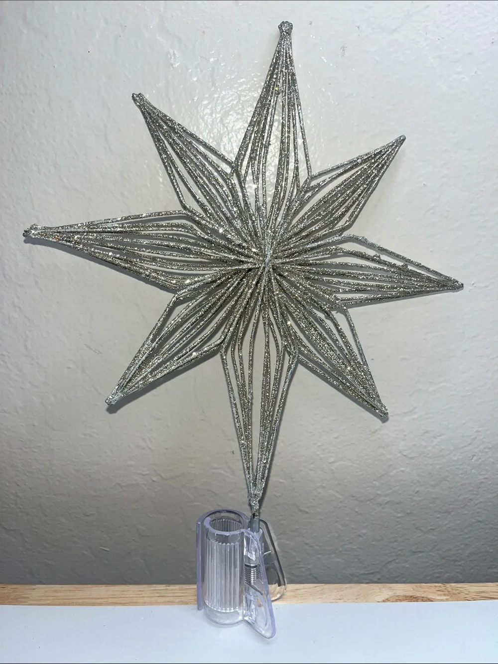 Glittered gold and silver Star Tree Topper - Silver